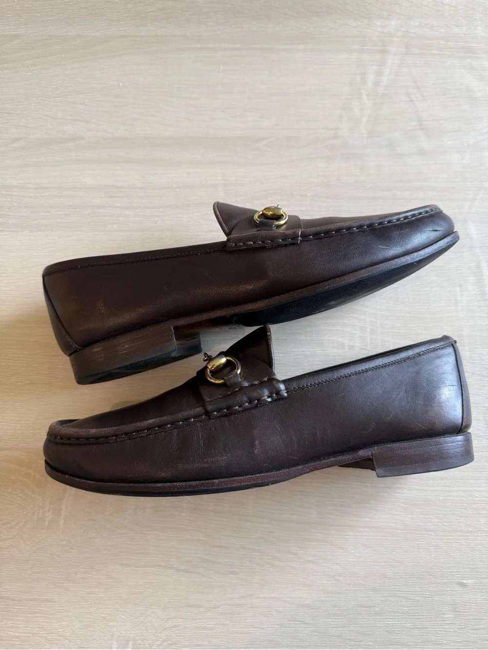 Vintage Gucci Horsebit Loafers Brown Leather Men’s EU 42.5 Moc Toe Italy